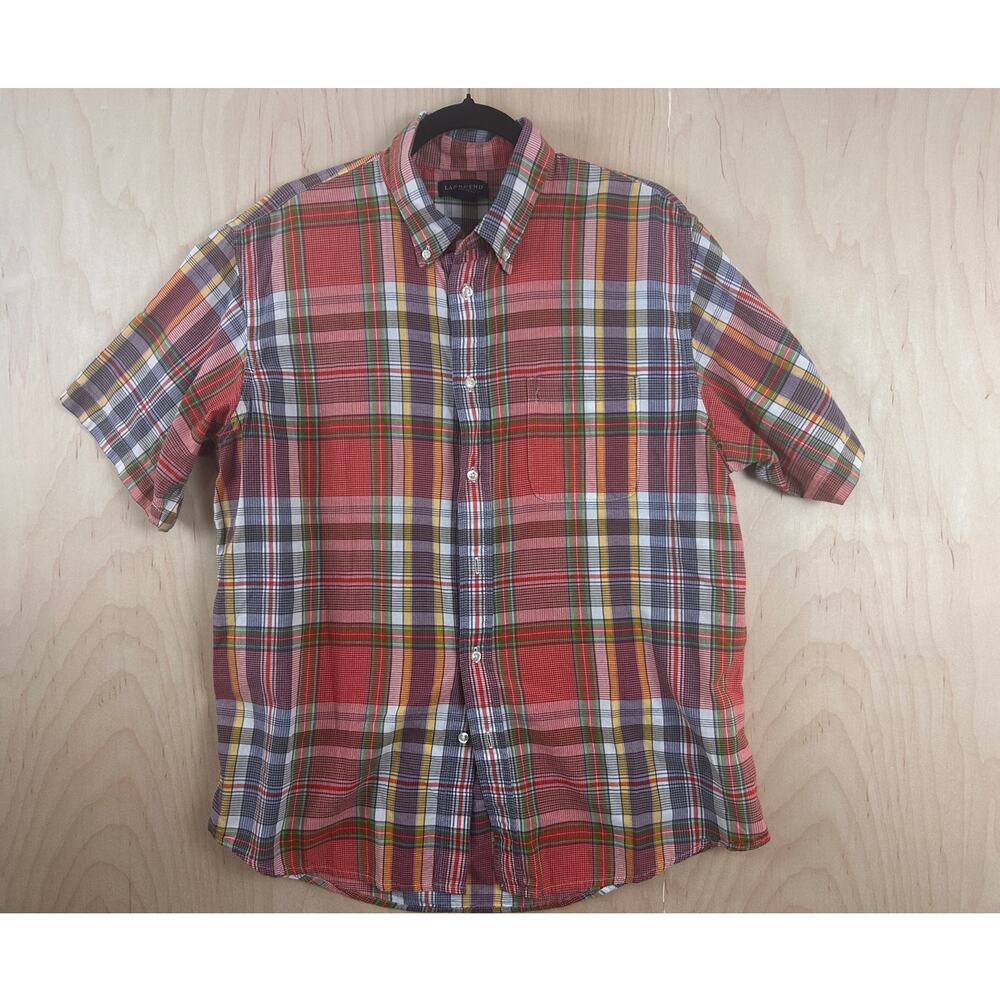 Lands’ End‎ Mens Large Plaid Short Sleeve Button Down Cotton Shirt